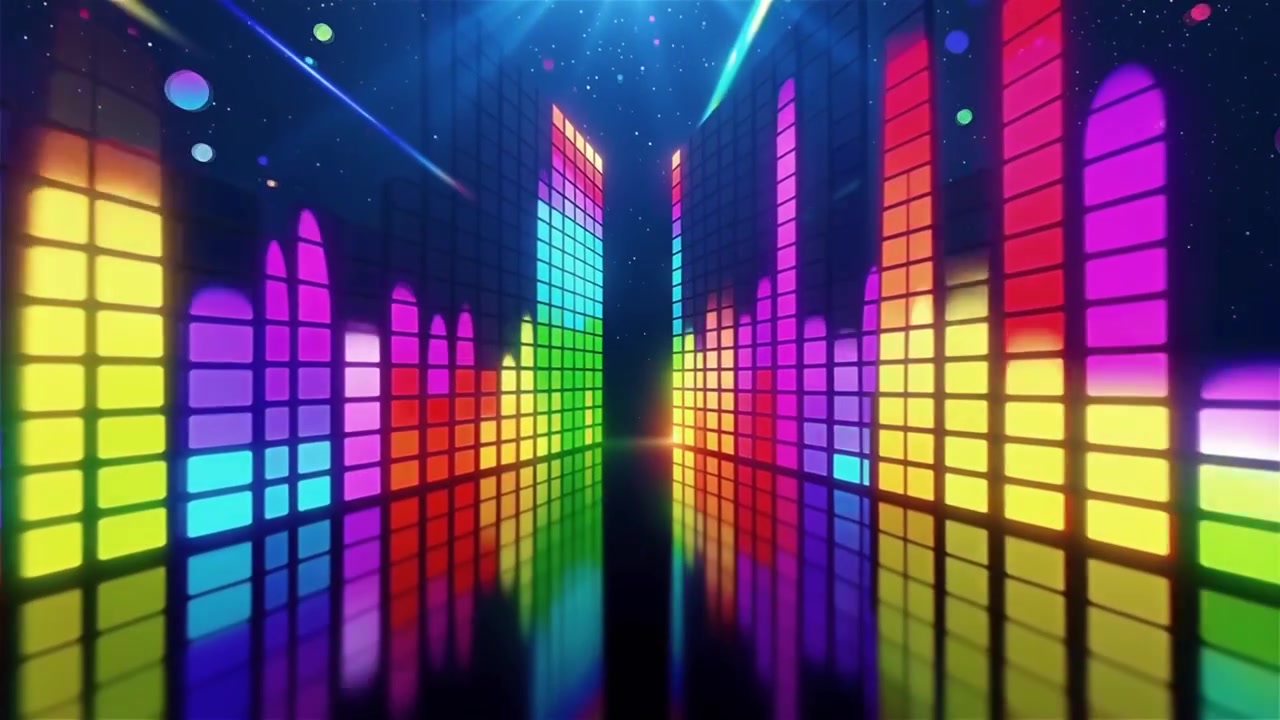 Futuristic Rainbow Neon Music Equalizer Visualizer Background