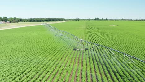 aerial, agriculture crop irrigation machine using center pivot sprinkler system