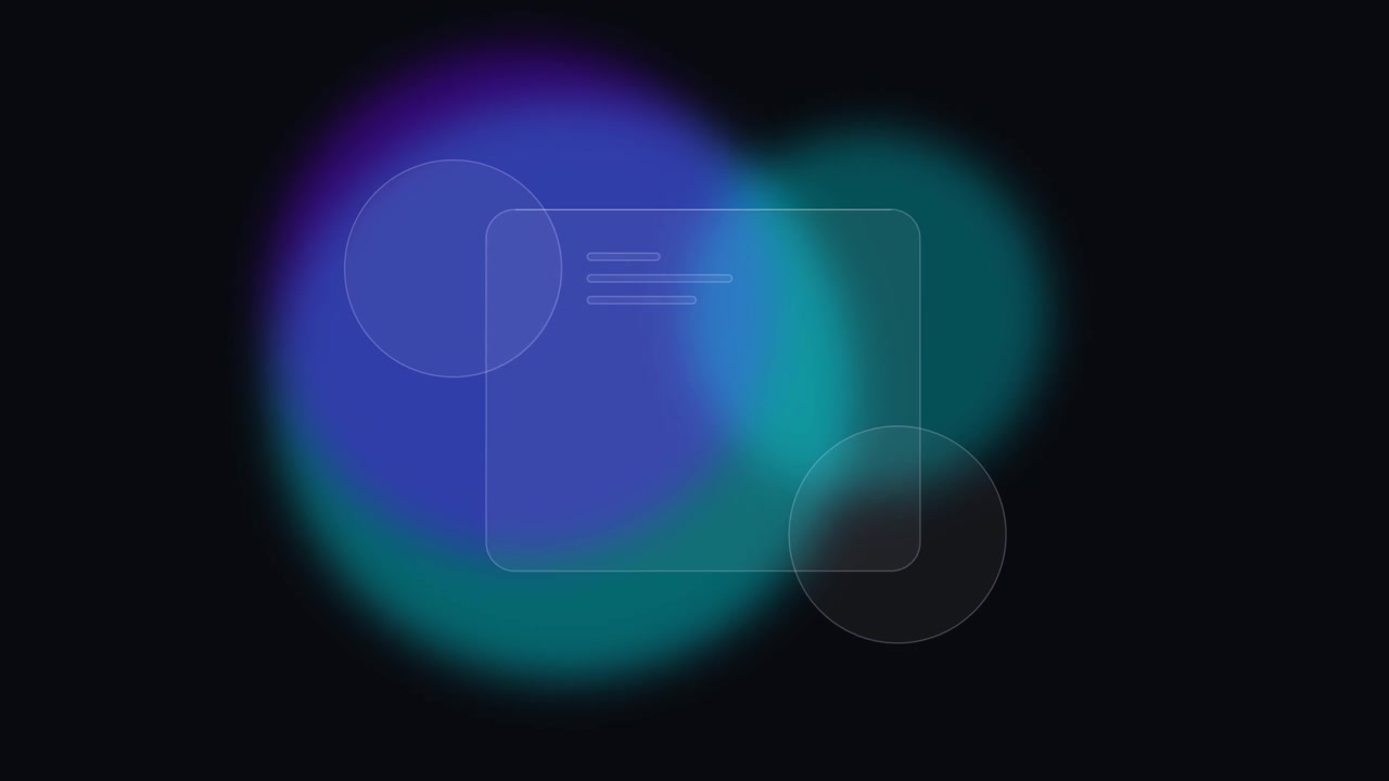 Grafica in movimento astratta con forme geometriche fluttuanti e sfondo a gradiente morbido