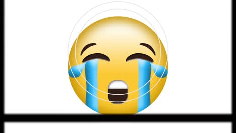 digital animation of film reel effect over crying face emoji against white background