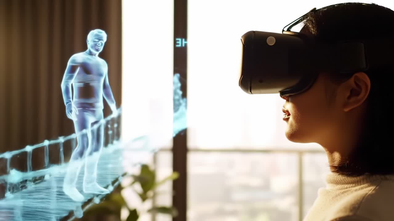 Exploring Virtual Realities: A Journey into Immersive Technology as a User Engages with Simulated Experiences through a VR Headset