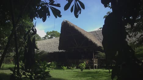 cinematic dolly shot of the exterior of the tambopate research center