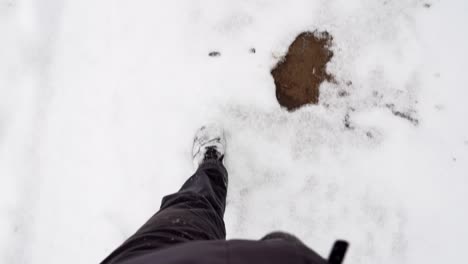 walking on snow in slow motion