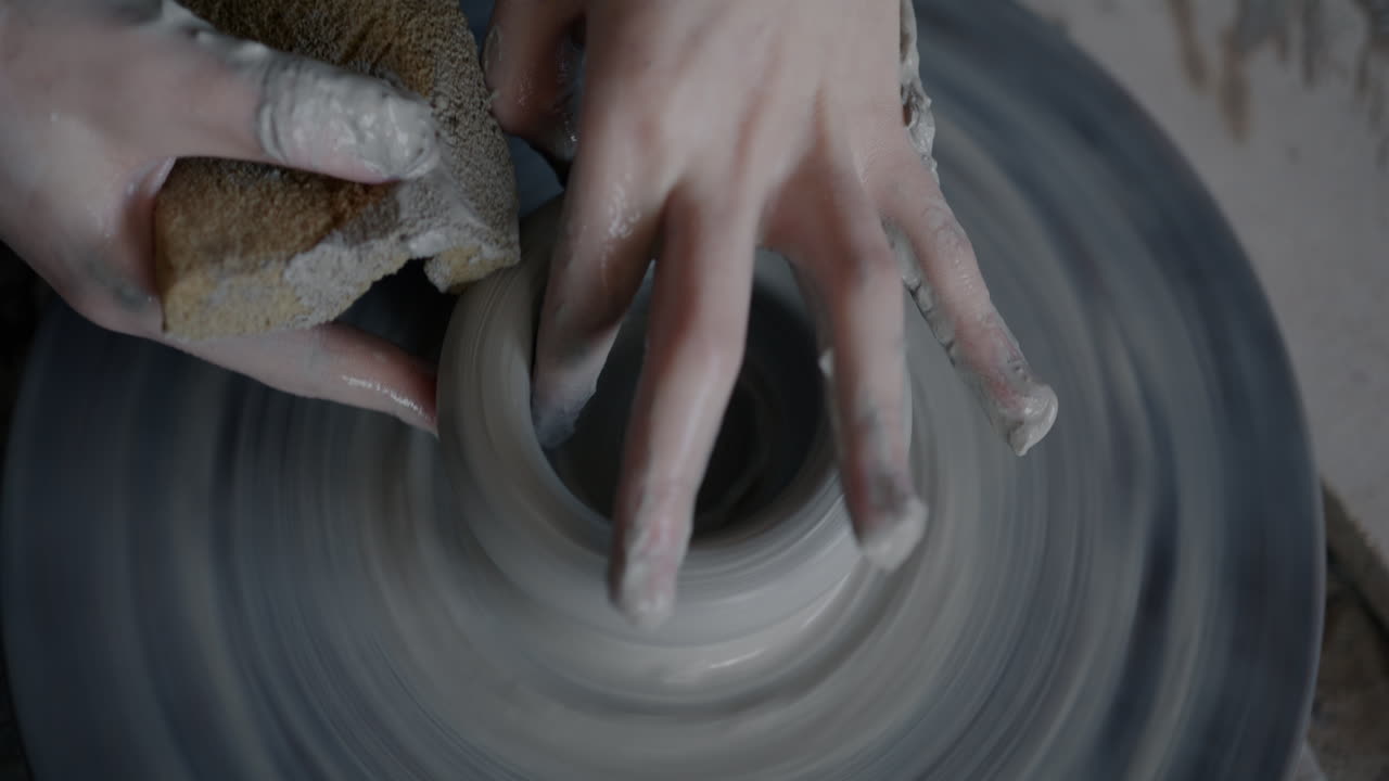 Pottery Artist Working on a Pottery Wheel