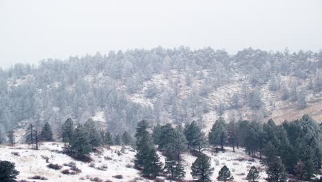 Tranquil-Snowy-Mountain-Landscape,-Rolling-Hills-in-Northern-Colorado,-Winter-Months