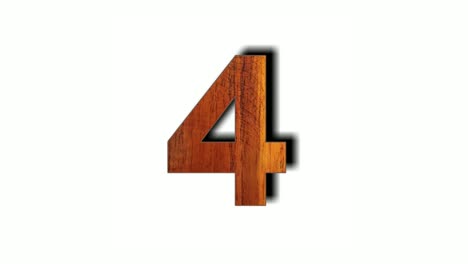 wooden number 4 four animation isolated on white background. motion graphics numbers sign symbol for video element