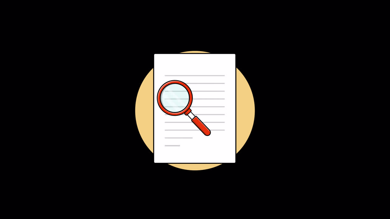 Animated Magnifying Glass Scanning Document for Information
