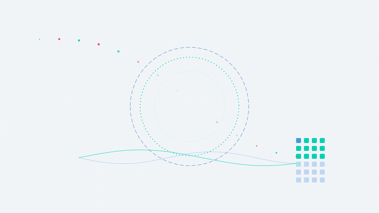 Abstract Motion Graphics with Geometric Circles and Data Grid
