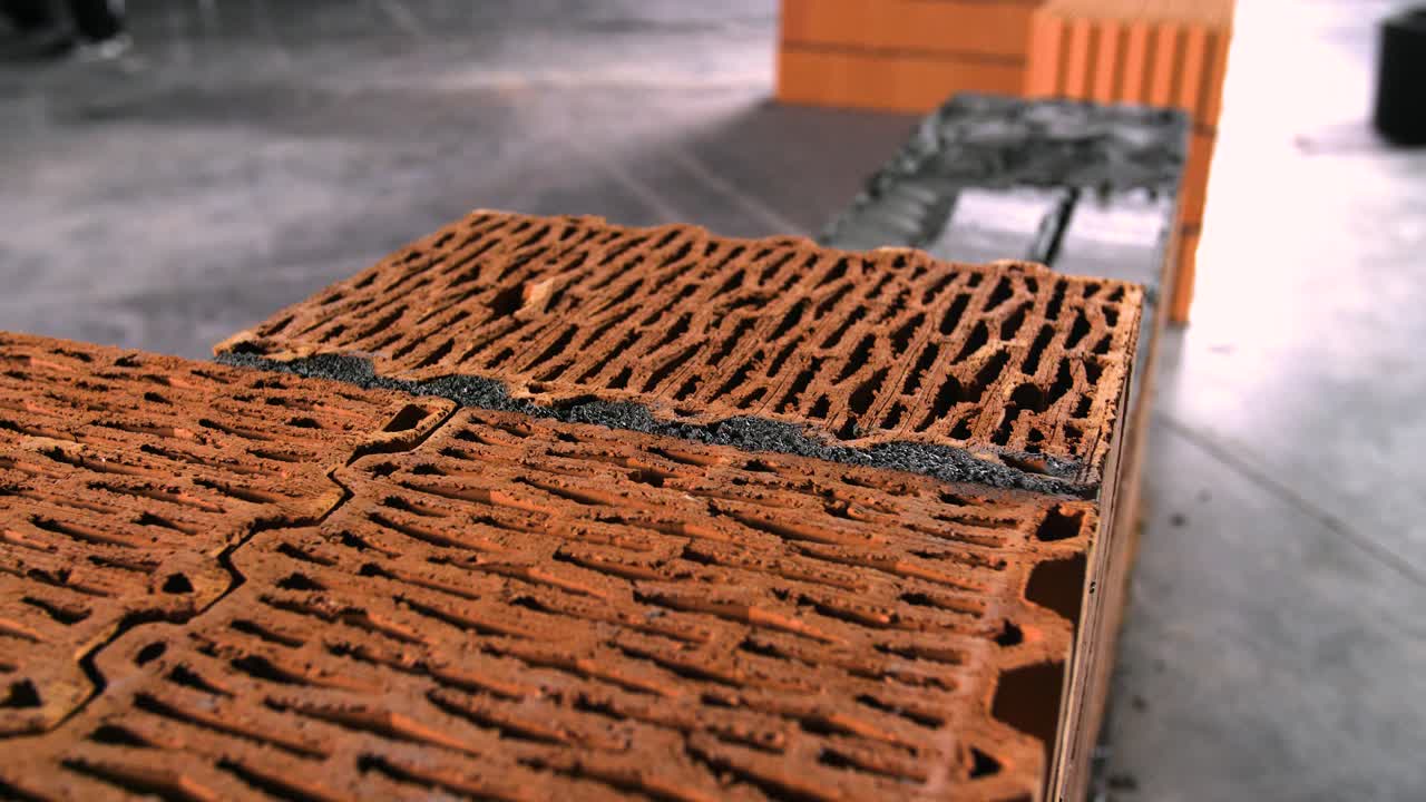 primer plano de la construcción de ladrillos