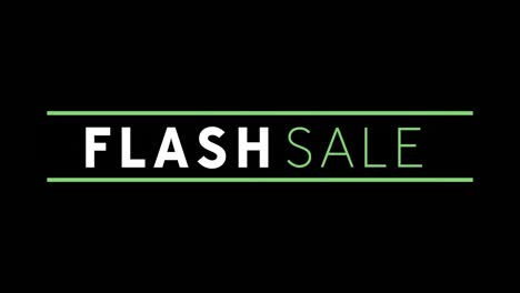 texto de venta de flash blanco y verde que aparece contra una pantalla negra