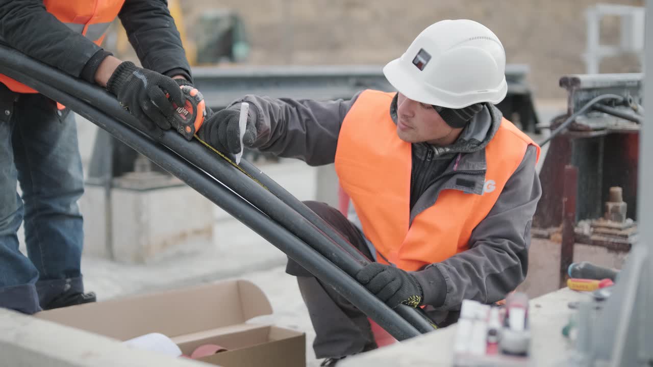 proceso de instalación de cables eléctricos en una subestación de transformadores