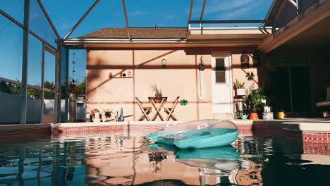 relaxing poolside patio on a sunny day