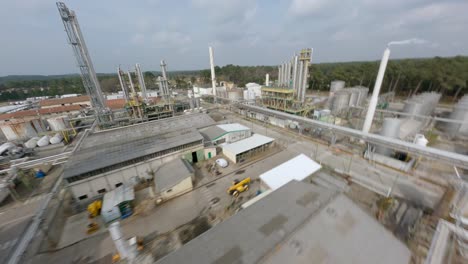 Factory, Vielle-Saint-Girons in France. Aerial drone FPV