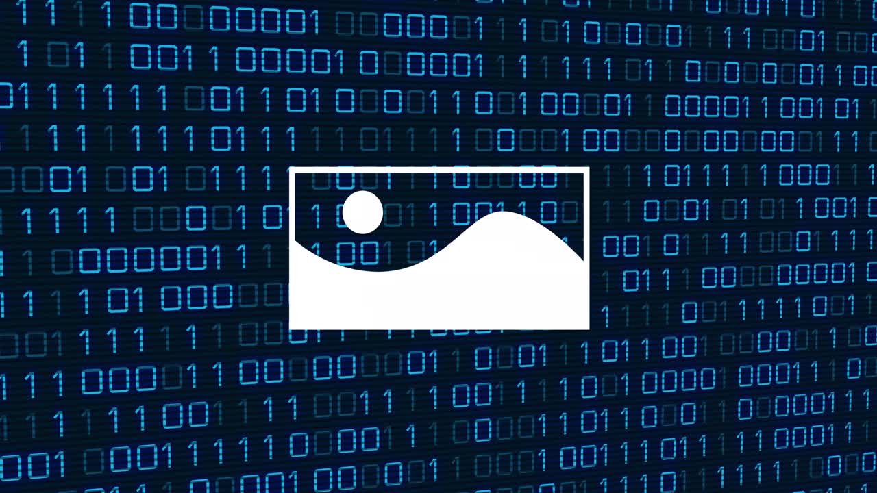 Animation of data processing and binary coding over speech bubble