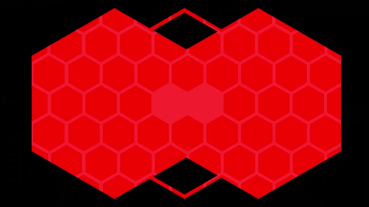 калейдоскоп красных шестиугольников на черном