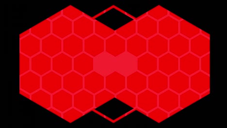 kaleidoscope of red hexagons on black