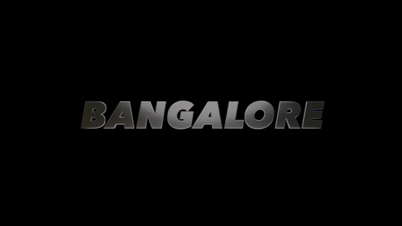 ciudad de bangalore, india, título gráfico 3d aspecto de acero cepillado, relleno y canal alfa
