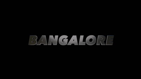 Ciudad-De-Bangalore,-India,-Título-Gráfico-En-3d-Apariencia-De-Acero-Cepillado,-Relleno-Y-Canal-Alfa