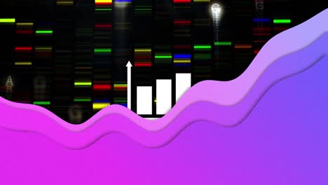 Animación-De-Onda-Púrpura-Sobre-Procesamiento-De-Datos-Científicos-Sobre-Fondo-Oscuro