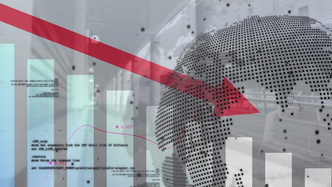 animación del procesamiento de datos en la oficina