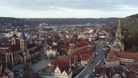 aerial view of the centre of the historic district of the city esslingen near stuttgart in southern germany