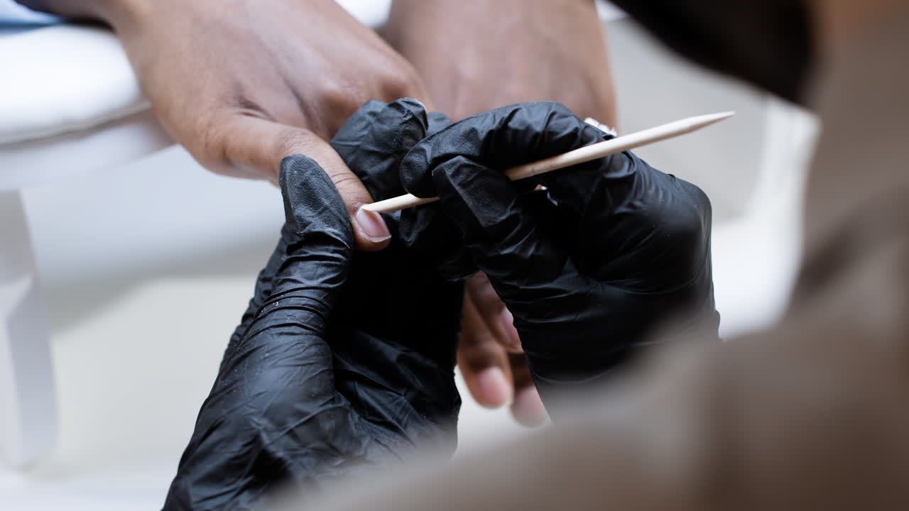 Manicure in progress