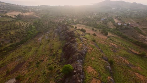 aerial: the hills and mountains of lesbos, greece