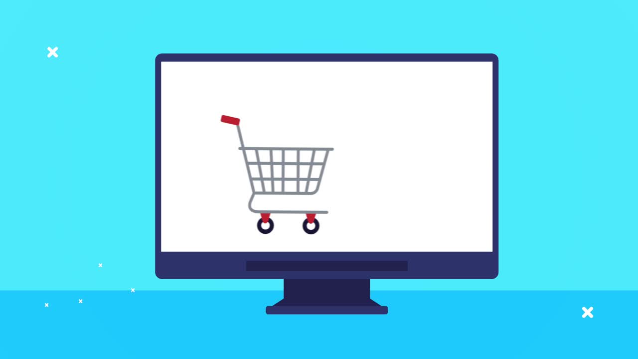 escritorio con tecnología de comercio electrónico de carrito de compras