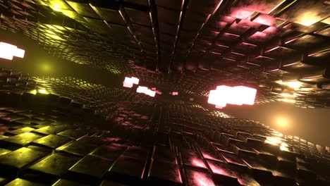 4k 3d animation. flight in abstract sci-fi tunnel seamless loop. futuristic motion graphics, high tech background