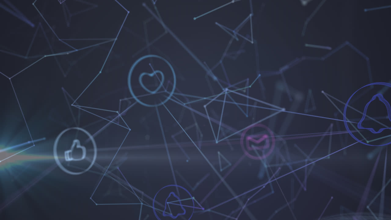 animación de la red de conexiones sobre un fondo oscuro