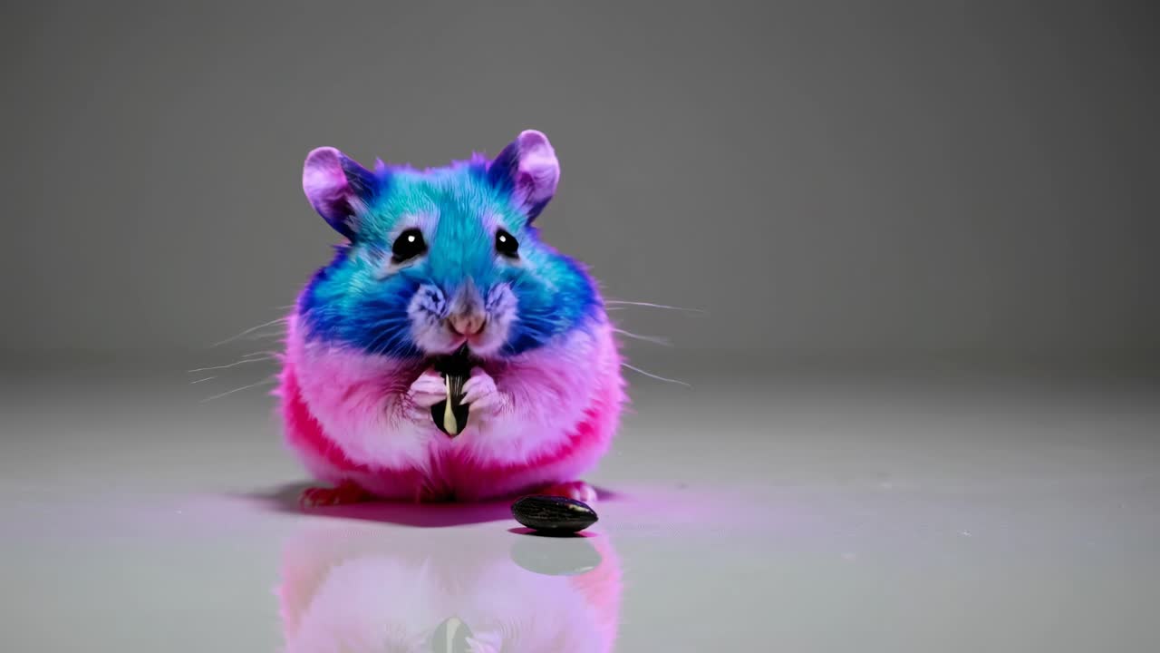 Colorful Hamster Eating Sunflower Seeds