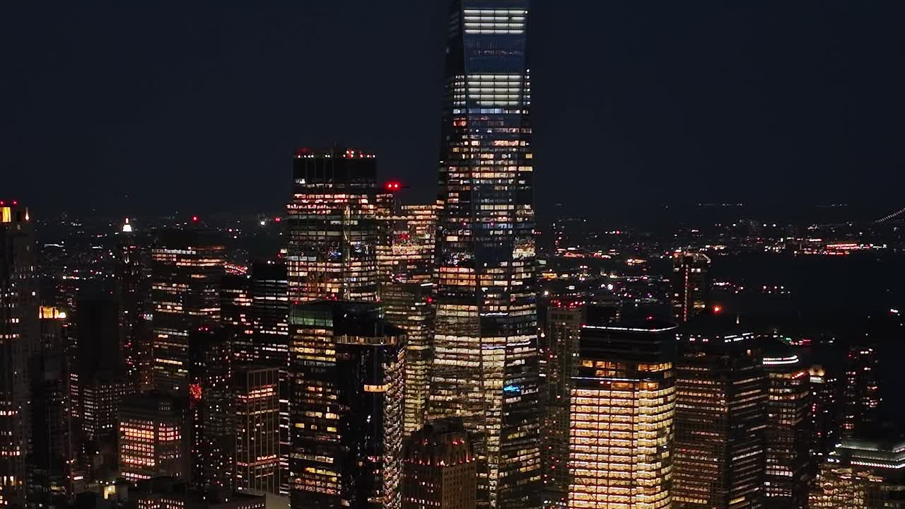 Stunning aerial view of New York City lights at night