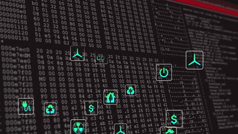 animación de iconos de ecología a través de codificación binaria