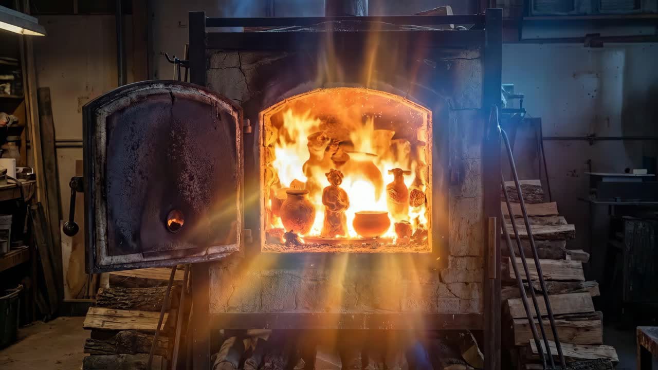Cottura di ceramiche in un forno