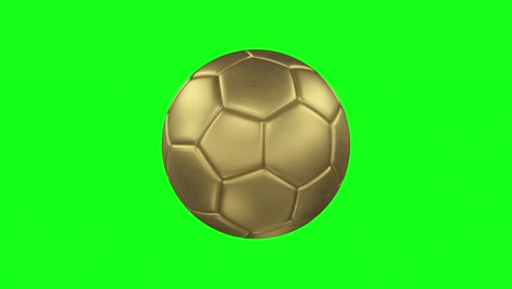 3d render of a bronze ball. rotating bronze soccer ball on green screen isolated background. chroma key. seamless loop animation