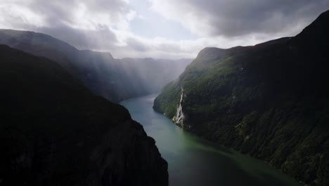 scenic view of geirangerfjord showing dramatic mountain walls and narrow fjord waters