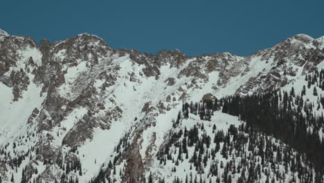 Ten-Mile-Range-Copper-Mountain-Colorado-mid-winter-snowy-peaks-Silverthorne-Frisco-Breckenridge-blue-bird-day-afternoon-morning-Rocky-Mountains-slow-pan-to-the-left