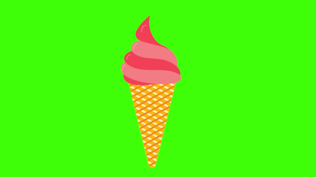 el icono de helado rosado aparece en la pantalla verde