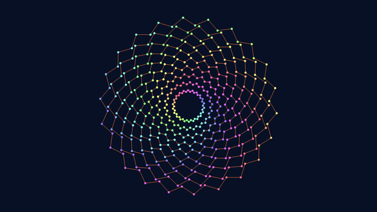 patrón espiral vibrante líneas simétricas y puntos en colores dinámicos