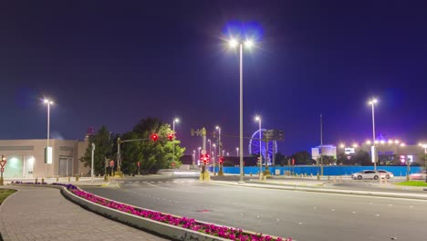 night light abu dhabi city traffic road panorama 4k timelapse uae