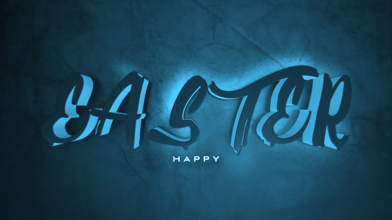 Testo "Buona Pasqua" in stile graffiti di colore blu su sfondo scuro