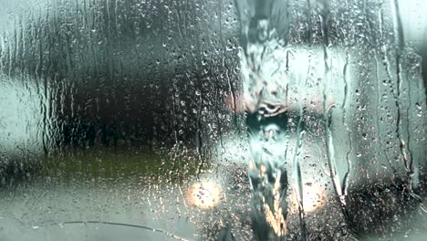 a slowly zooming out shot from the inside of a semi truck windshield