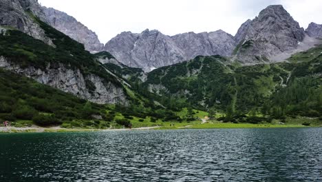 seebensee lake in the austrian alps aerial water