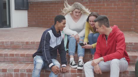 friends having fun together outside high school