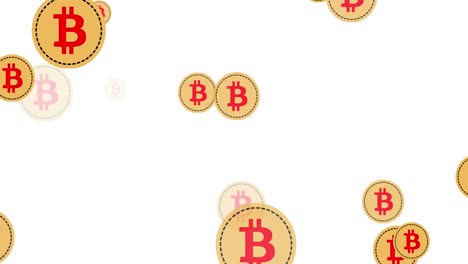 falling bitcoins animation seamless looping. cryptocurrency coin flying internet banking concept business background. blockchain technology. 4k video graphic motion design