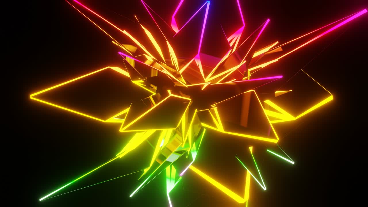 Rotation of a neon abstract figure.