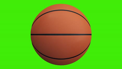 bola de baloncesto girando en una pantalla verde - fondo chromakey, bucle