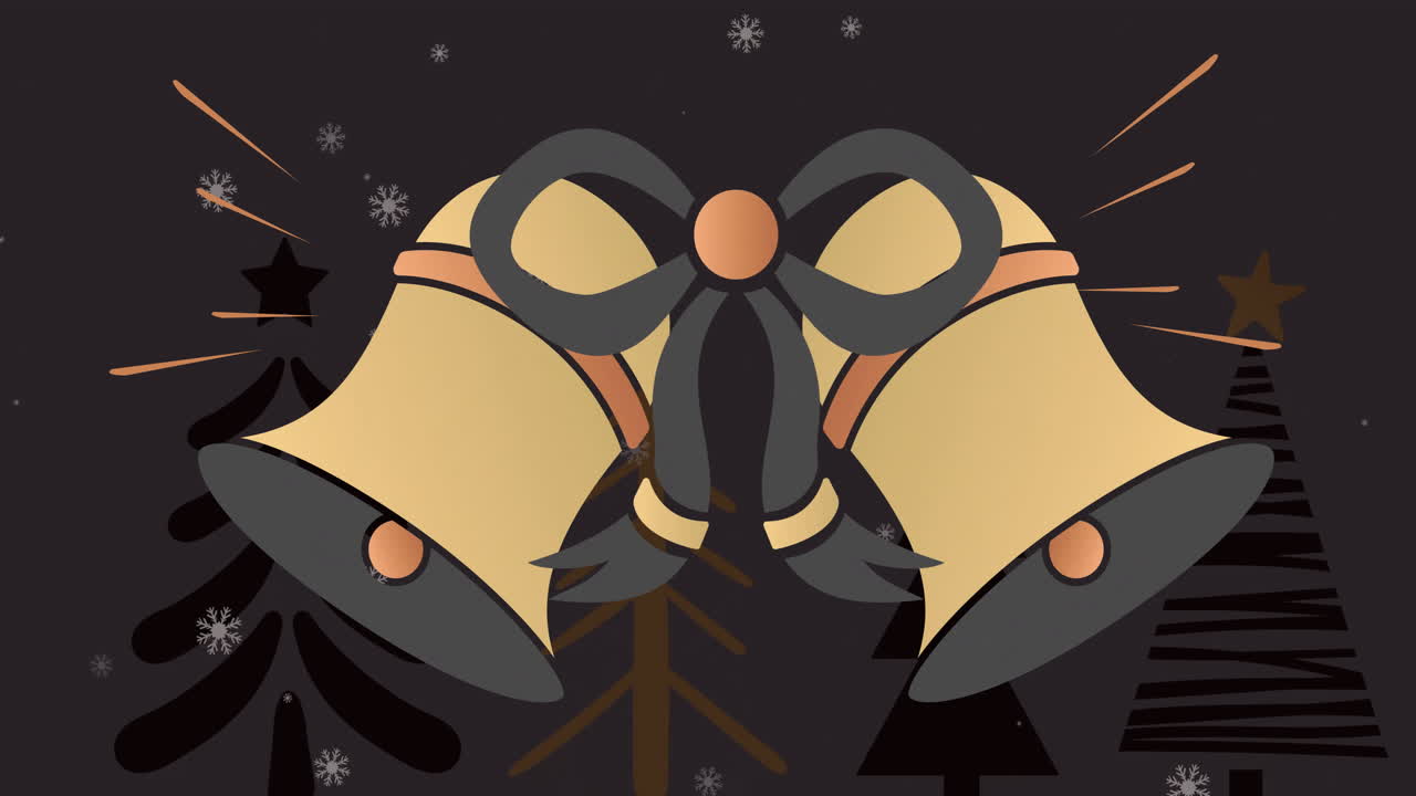 겨울 풍경 위에 크리스마스 종의 애니메이션