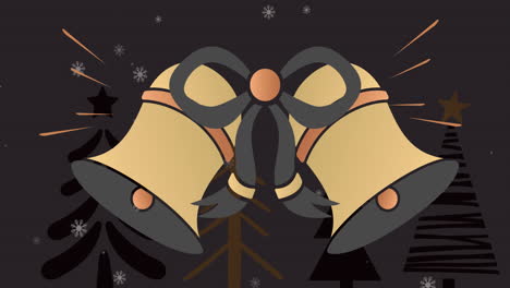 animación de campanas de navidad sobre un paisaje de invierno