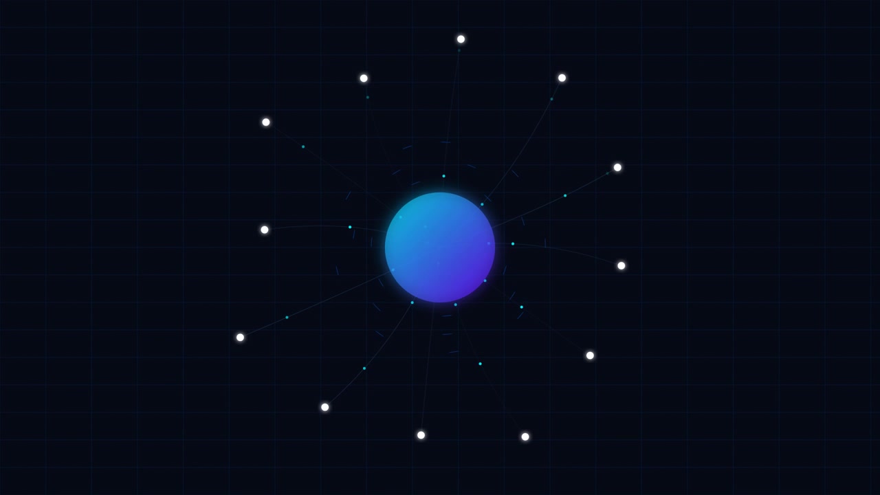 Abstract Digital Sphere with Connecting Nodes and Data Lines